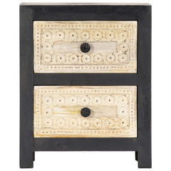 Håndskåret nattbord grå 40x30x50 cm heltre mango