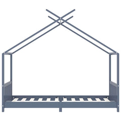 Sengeramme for barn heltre furu grå 90x200 cm