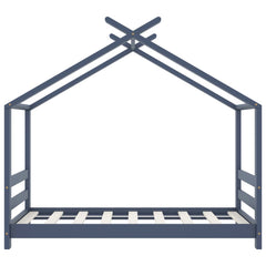 Sengeramme for barn heltre furu grå 70x140 cm
