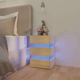 LED-nattbord hvit og sonoma eik 45x35x67 cm konstruert tre