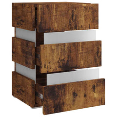 LED-nattbord røkt eik 45x35x67 cm konstruert tre