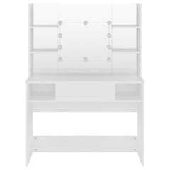 Sminkebord med LED-lys 100x40x135 cm MDF hvit