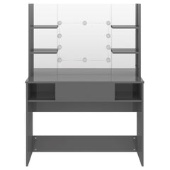 Sminkebord med LED-lys 100x40x135 cm MDF blank grå