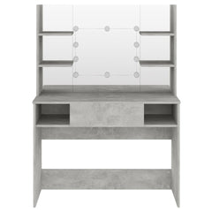 Sminkebord med LED-lys 100x40x135 cm MDF betonggrå