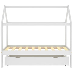 Ramme for barneseng med skuff heltre furu hvit 80x160 cm