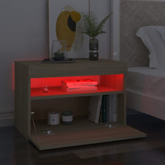 Nattbord & LED-lys 2 stk sonoma eik 60x35x40 cm