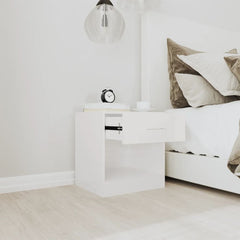 Nattbord 2 stk med skuff høyglans hvit