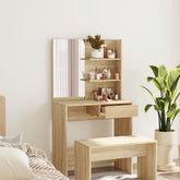 Sminkebord med speil sonoma eik MDF 74,5x40x141 cm