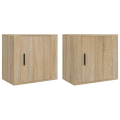 Veggmonterte nattbord 2 stk sonoma oak 50x30x47 cm - SminkeBord.no