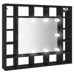 LED Speilskap svart 91x15x76,5 cm
