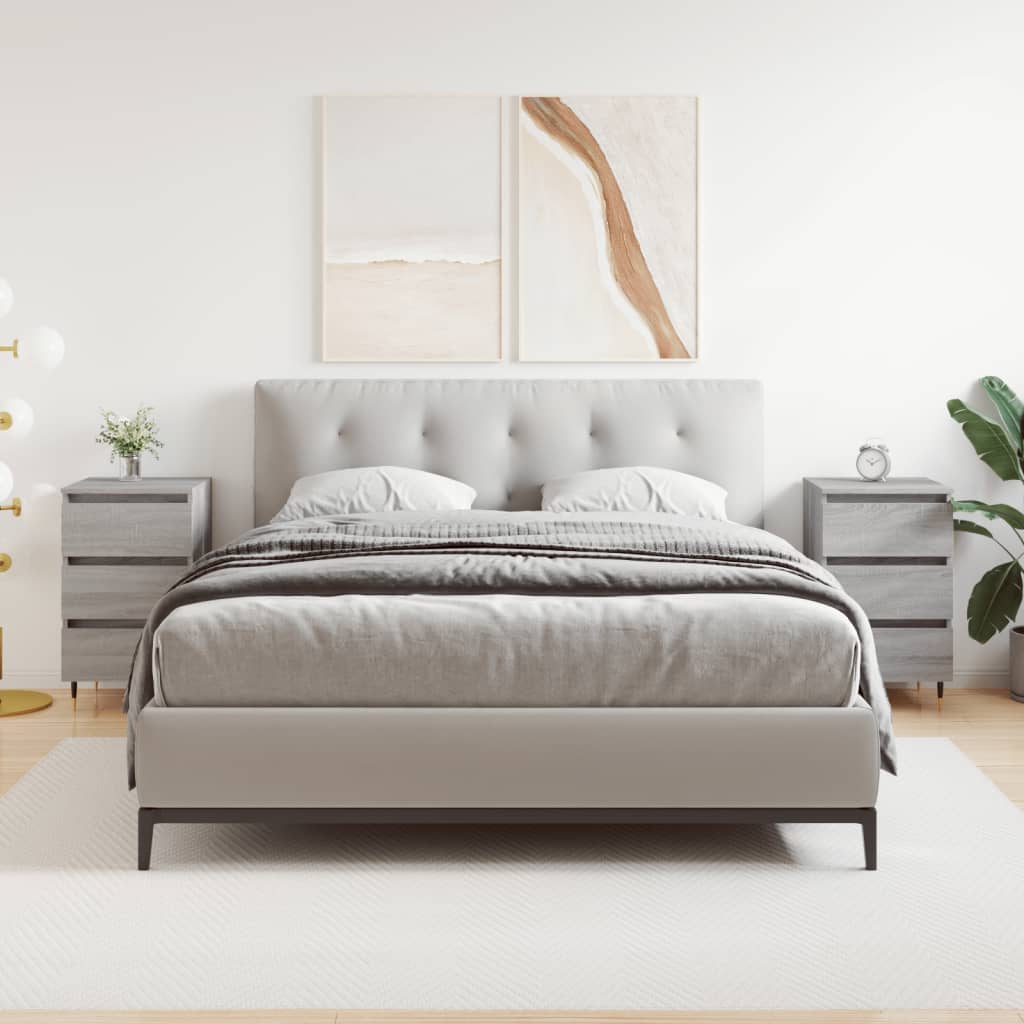 Nattbord 2 stk grå sonoma 40x35x69 cm konstruert tre - SminkeBord.no