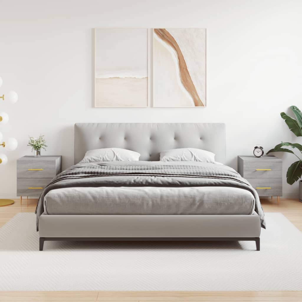 Nattbord 2 stk grå sonoma 40x35x47,5 cm konstruert tre - SminkeBord.no