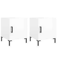 Nattbord 2 stk høyglans hvit 40x40x50 cm konstruert tre - SminkeBord.no