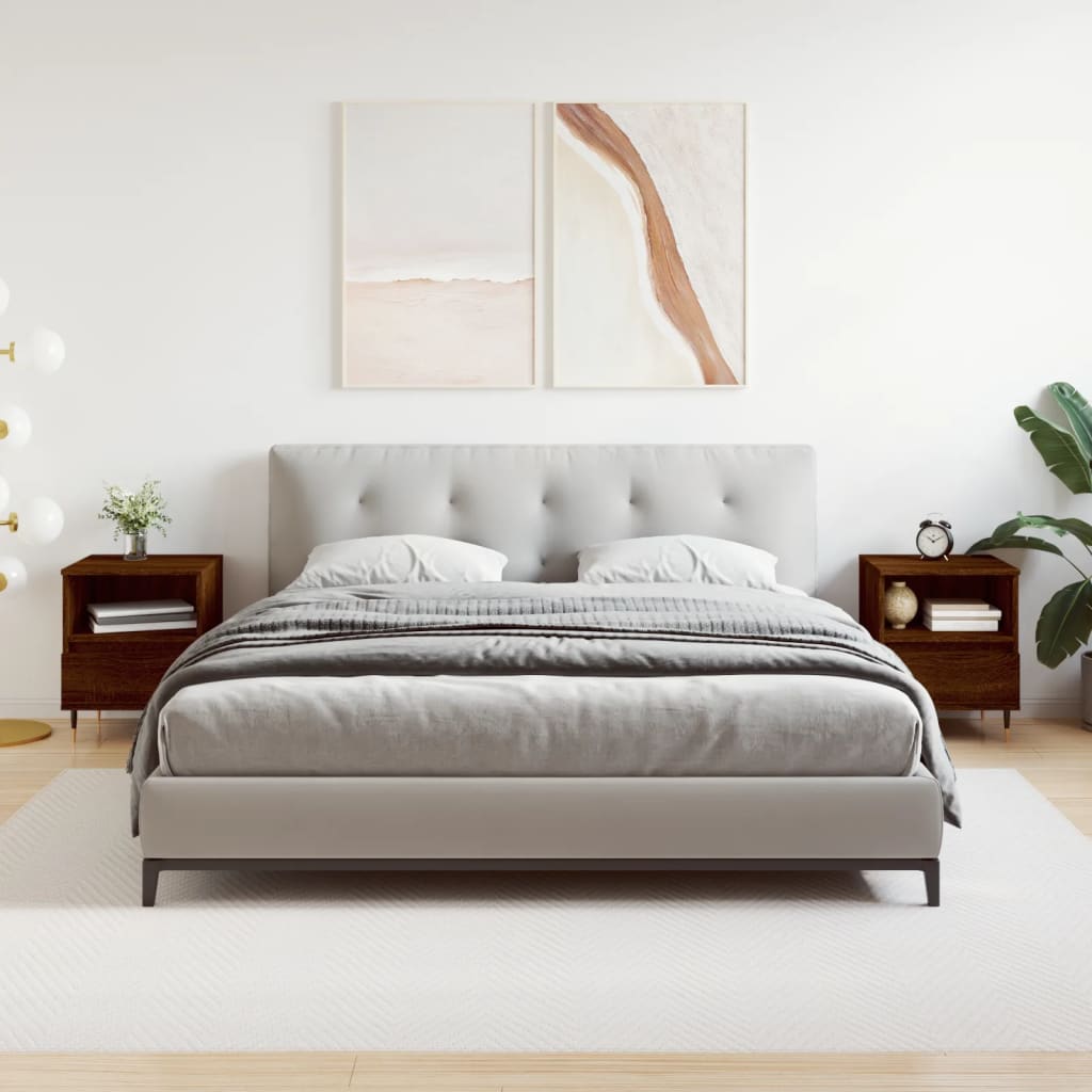 Nattbord 2 stk brun eik 40x35x50 cm konstruert tre - SminkeBord.no