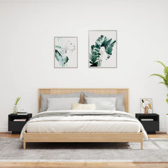 Nattbord med LED 2 stk svart 40x39x37 cm - SminkeBord.no