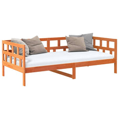 Seng med madrass voksbrun 90x200 cm heltre furu