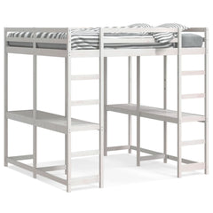 Køyeseng med skrivebord og stige hvit 180x200 cm heltre furu