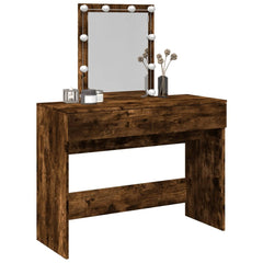 Sminkebord med LED røkt eik 100x40x130 cm