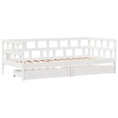 Dagseng med skuffer hvit 80x200 cm heltre furu