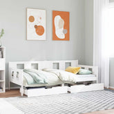 Dagseng med skuffer hvit 90x200 cm heltre furu