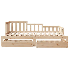 Uttrekkbar dagseng med skuffer uten madrass 90x190 cm