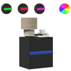 Vegghengte nattbord med LED-lys 2 stk svart