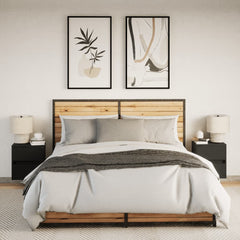 Vegghengte nattbord med LED-lys 2 stk svart