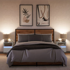 Vegghengte nattbord med LED-lys 2 stk hvit