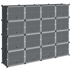 Oppbevaringshylle med 16 kuber og dører svart PP