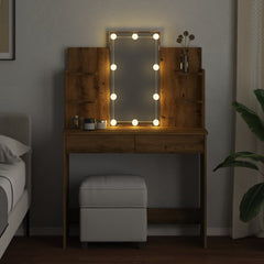 Sminkebord med LED artisan eik 96x40x142 cm