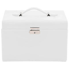 smykkeskrin 3-lags med speil låsbar hvit 26x18x17,5 cm