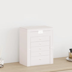 smykkeskrin 6-lags med speil låsbar hvit