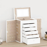smykkeskrin 6-lags med speil låsbar hvit