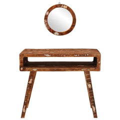 Sminkebord med hylle Brun 90 x 76 x 45 cm Solid gjenvunnet tre