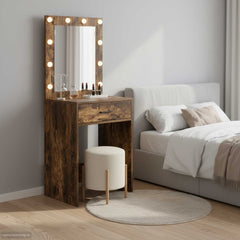 Sminkebord med skuff Røkt eik 50 x 41 x 135 cm Konstruert tre