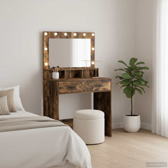 Sminkebord med skuff Røkt eik 79 x 41 x 135 cm Konstruert tre