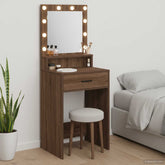 Sminkebord med skuff brun eik 50 x 41 x 135 cm Konstruert tre