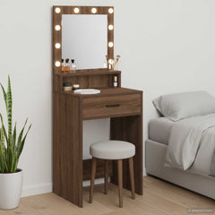 Sminkebord med skuff brun eik 50 x 41 x 135 cm Konstruert tre