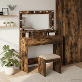 Sminkebord med hylle Røkt eik 100 x 41 x 135 cm Konstruert tre
