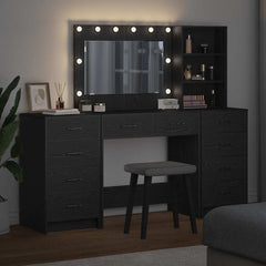 Sminkebord 3 pcs Svart 40 x 41 x 135 cm Konstruert tre