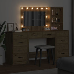 Sminkebord med skuff 3 pcs Brun 40 x 41 x 135 cm Konstruert tre