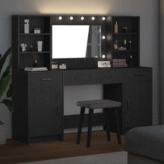 Sminkebordsett med skuff 3 pcs Svart eik 78.5 x 41 x 135 cm