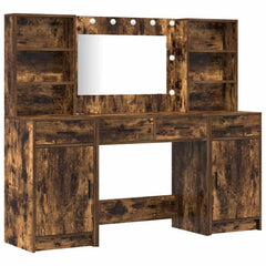 Sminkebordsett 3 pcs Røkt eik 78.5 x 41 x 135 cm Konstruert tre