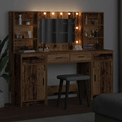 Sminkebordsett med skuff 3 pcs Gammelt tre 78.5 x 41 x 135 cm