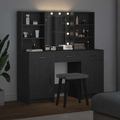 Sminkebordsett 3 pcs Svart eik 50 x 41 x 135 cm Konstruert tre