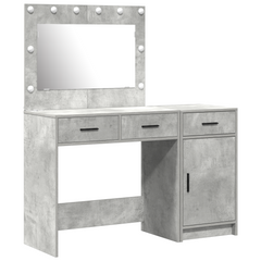 2-delt sminkebordsett med LED i betonggrått konstruert tre
