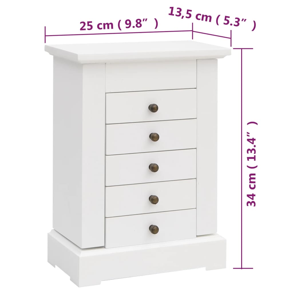 Smykkeskrin med speil MDF 25x13,5x34 cm