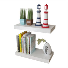 Flytende vegghyller 3 stk MDF bok/DVD-oppbevaring hvit
