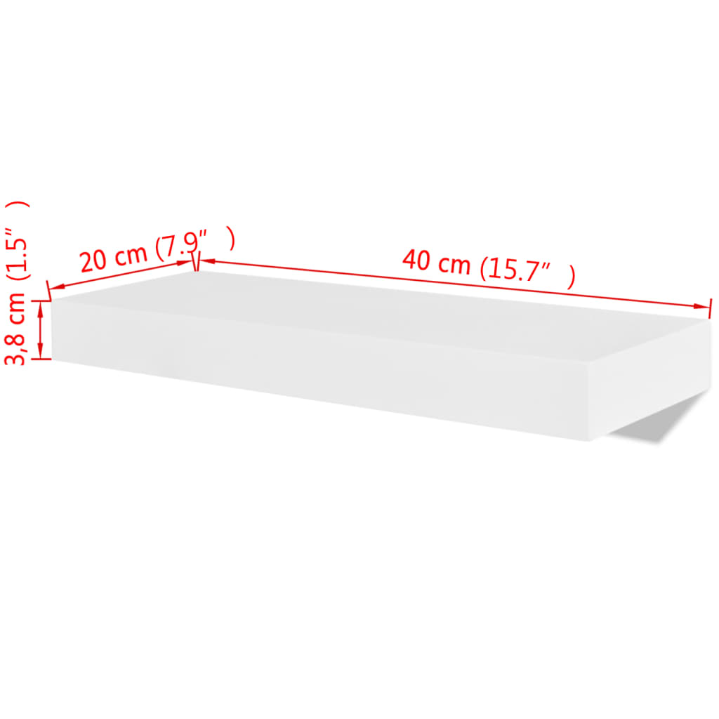Flytende vegghyller 3 stk MDF bok/DVD-oppbevaring hvit