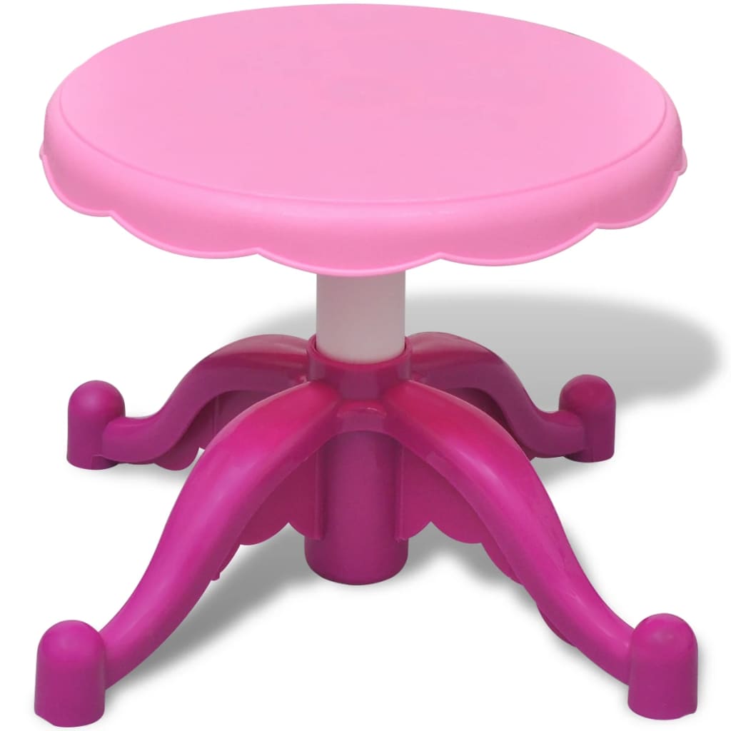 Rosa sminkebord for barn med speil, lys, lyd og mye tilbehør